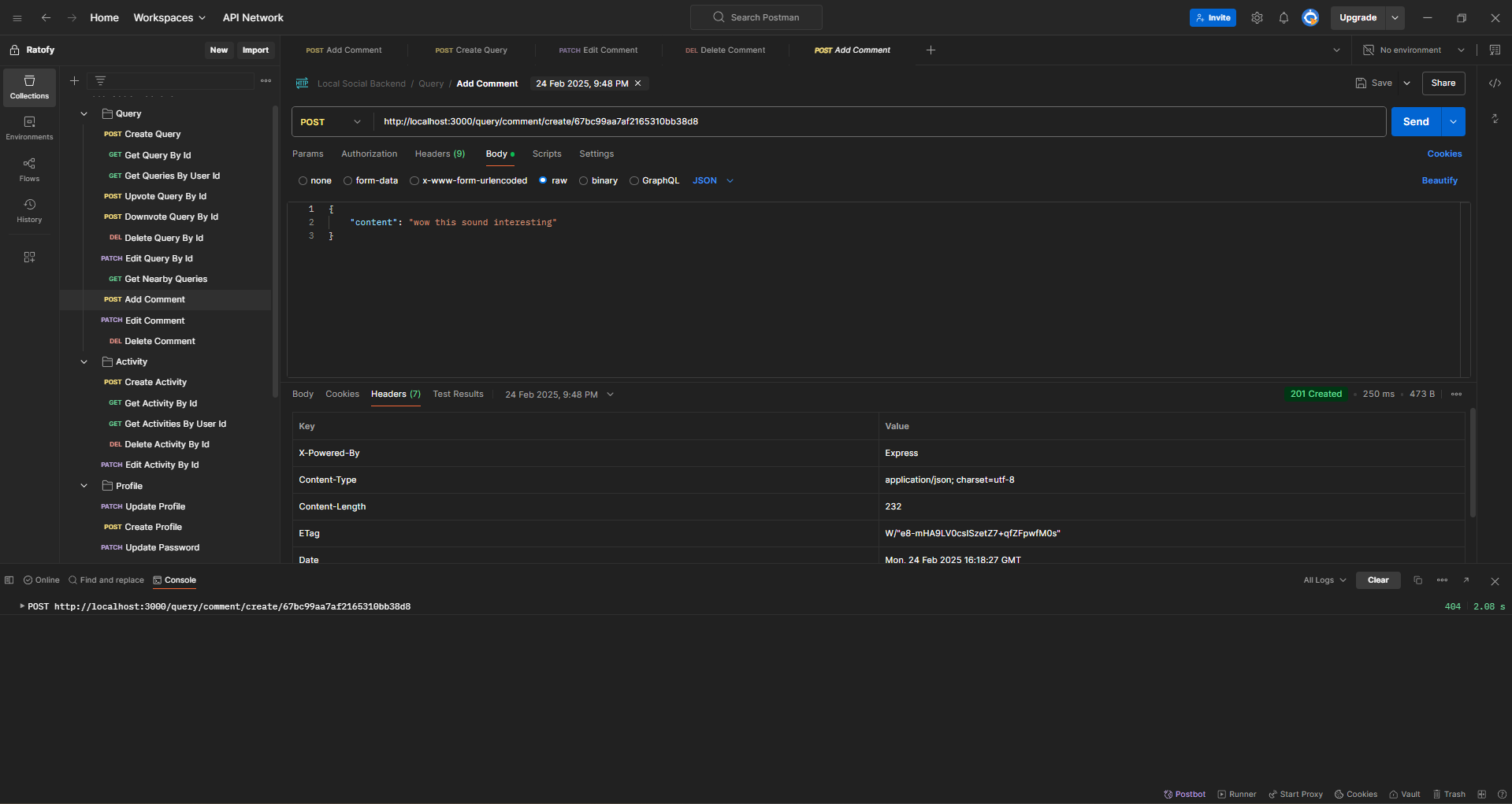 Backend for Social Media Platform